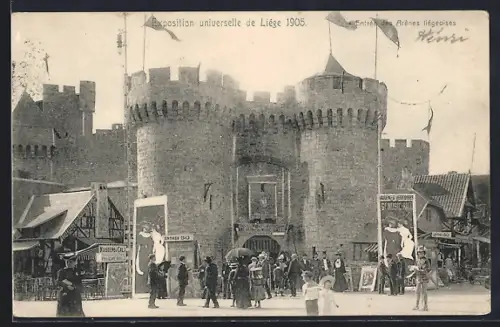 AK Liége, Exposition universelle 1905, Entrée des Arenes liégoises