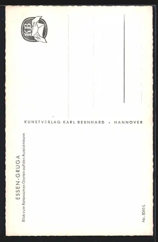 AK Essen, GRUGA, Botanischer Garten mit Aussichtsturm