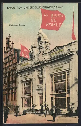 AK Bruxelles, Exposition Universelle 1910, Maison du Peuple, Ausstellung