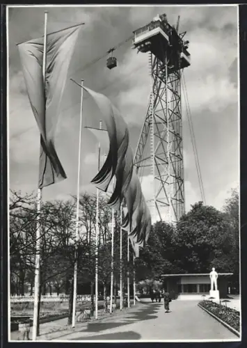 AK Zürich, Schweizerische Landesausstellung 1939, Eingang Riesbach mit Seilbahnturm