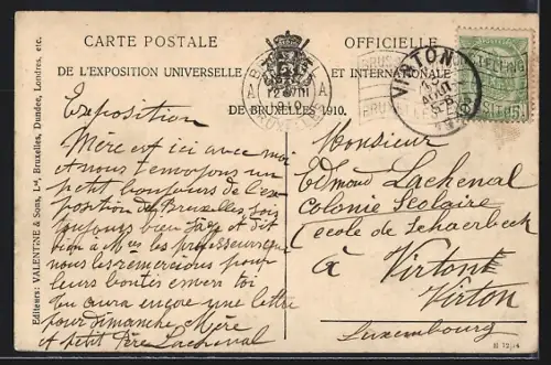 AK Bruxelles, Exposition Universelle 1910, Facade Principale, et la Fontaine