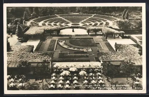 AK Essen, Grugapark, Pergolagarten und Dahlien-Arena vom Radioturm aus