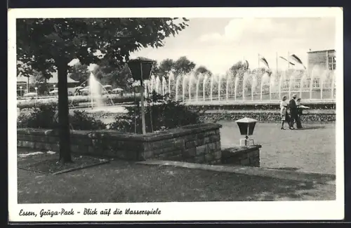 AK Essen, Grugapark, Blick auf die Wasserspiele