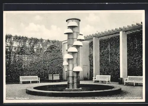 AK Essen, Grugapark, Farbenterrassen mit Leuchtbrunnen