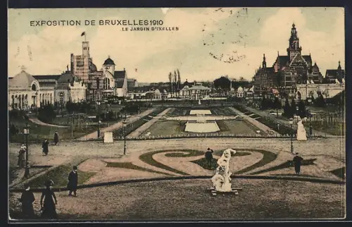 AK Bruxelles, Exposition Universelle 1910, Le Jardin d`Ixelles