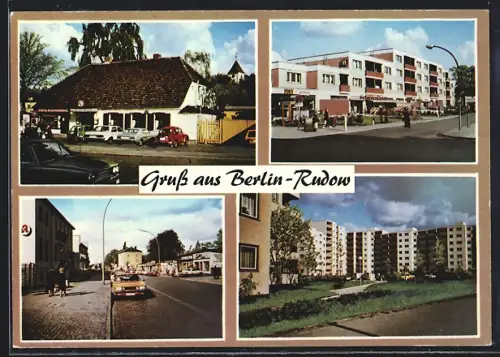 AK Berlin-Rudow, Wohnhäuser, Strassen, Gasthaus zum alten Krug
