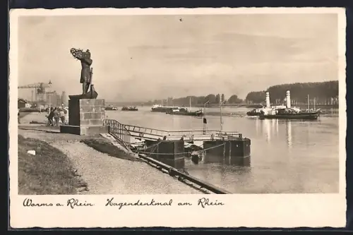 AK Worms a. Rhein, Hagendenkmal am Rhein
