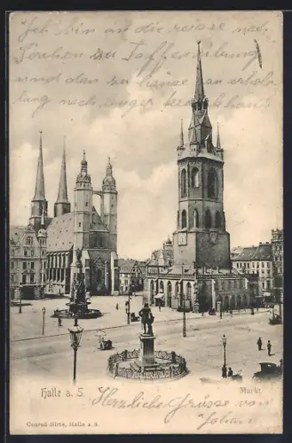 AK Halle / Saale, Blick über den Markt