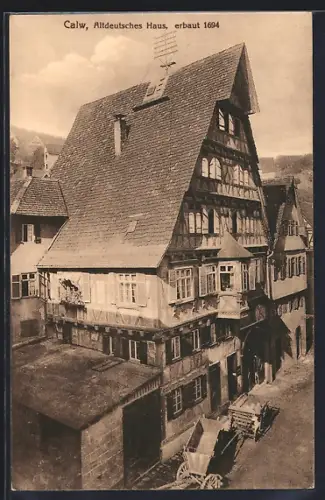 AK Calw, Altdeutsches Haus von 1694 aus der Vogelschau