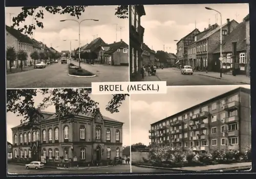 AK Brüel, Am Markt, Wilhelm-Pieck-Strasse, Rathaus, Neubauten