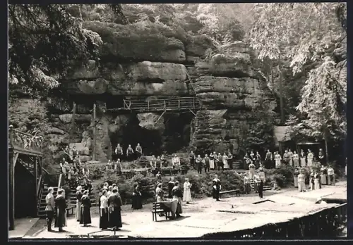 AK Rathen /Sa., Felsenbühne Rathen, Der Freischütz, Szenenbild