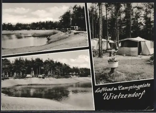 AK Wietzendorf /Krs. Soltau, Luftbad und Campingplatz am See