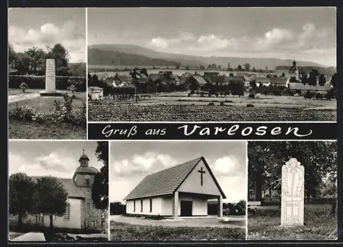 AK Varlosen, Kriegerdenkmal, Kirche, Ortsansicht