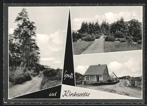 AK Kirchseelte, Strassenpartie mit Wohnhäusern, Waldwege