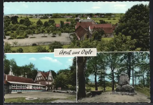 AK Oyle, Gefallenendenkmal, Ortspartie, Gesamtansicht