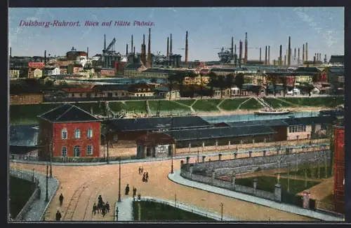 AK Duisburg-Ruhrort, Blick auf Hütte Phönix