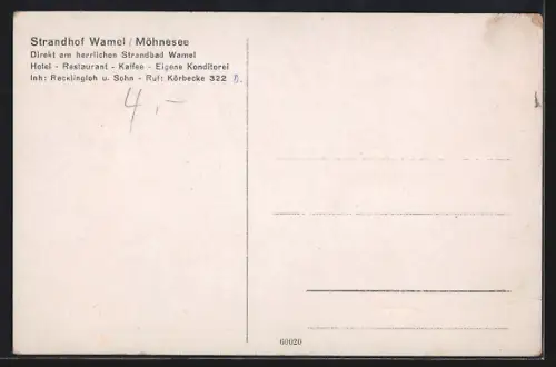 AK Wamel /Möhnesee, Terrasse Strandhof, Inh. Recklingloh u. Sohn