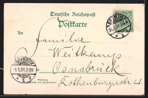 Lithographie Bremen, Dom, Rathaus mit Roland