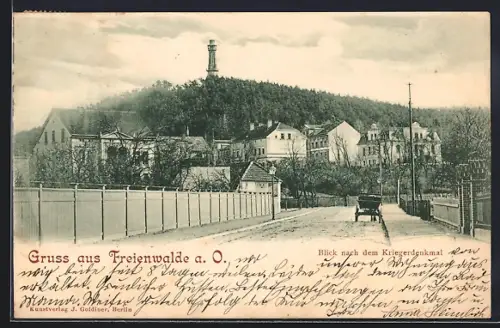 AK Freienwalde a. O., Blick nach dem Kriegerdenkmal