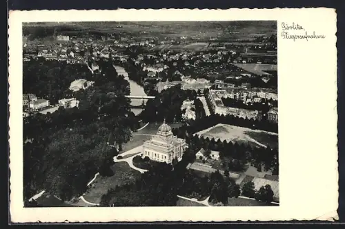AK Görlitz, Fliegeraufnahme, Park, Kuppelbau