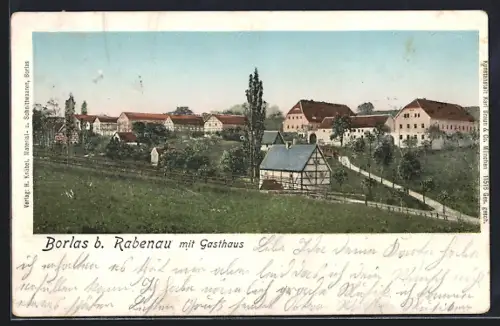 AK Borlas b. Rabenau, Gasthaus, Ortsansicht