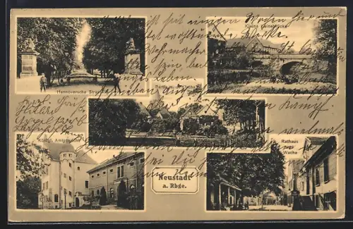 AK Neustadt a. Rbge., Hannoversche Strasse, Königl. Amtsgericht, Rathaus