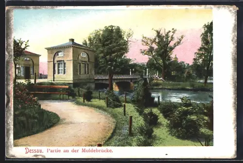 AK Dessau, Partie an der Muldebrücke