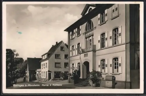 AK Eutingen b. Pforzheim, Partie b. Rathaus