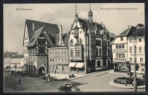 AK Nordhausen, Kornmarkt, Sparkassengebäude