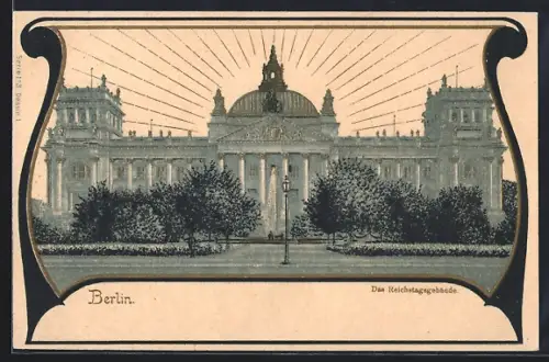 Lithographie Berlin-Tiergarten, Reichstagsgebäude