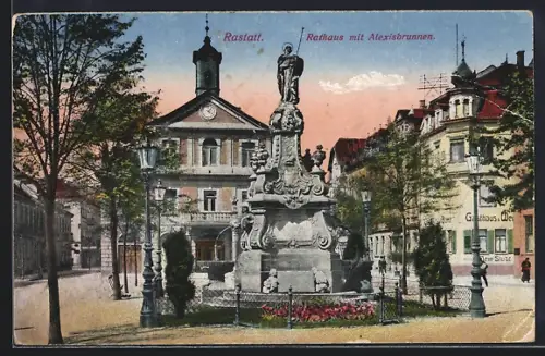 AK Rastatt, Rathaus, Alexisbrunnen, Gasthaus