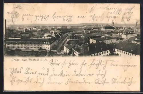 AK Rastatt i. B., Stadtansicht, Kaserne