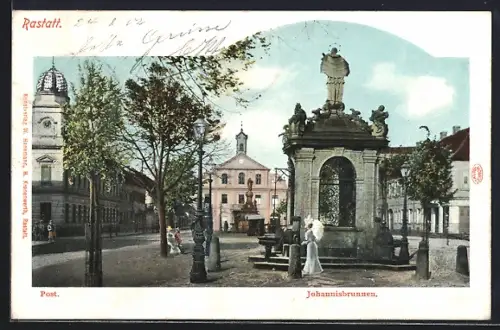 AK Rastatt, Johannisbrunnen, Post