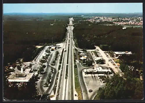 AK Autobahn-Raststätte Nürnberg-Feucht, Luftaufnahme, Pächter Bernh. Hoffmann