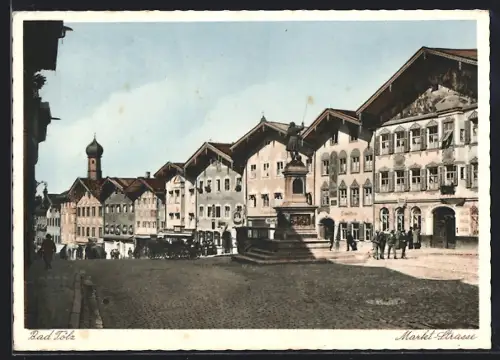 AK Bad Tölz, Markt-Strasse mit Denkmal