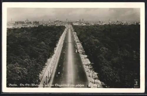 AK Berlin-Tiergarten, Die Ost-Westachse von der Siegessäule aus gesehen