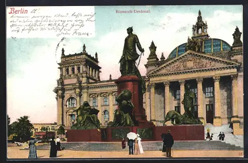 AK Berlin-Tiergarten, Am Bismarckdenkmal