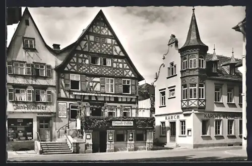 AK Bad Kissingen, Marktplatz, Panorama mit Gasthäusern Weigand und Karch