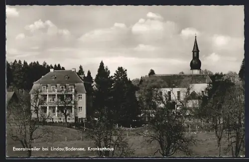 AK Esseratsweiler /Lindau, Krankenhaus und Kirche aus der Vogelschau