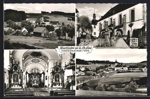 AK Marienweiher, Mehrfachansichten mit Wallfahrtskirche Unsere liebe Frau