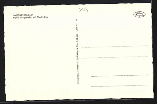 AK Landsberg a. Lech, Neue Bergstrasse mit Stadtblick
