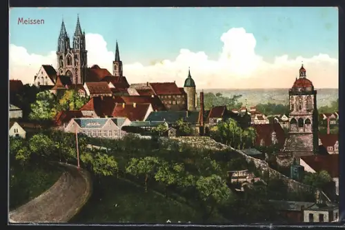 AK Meissen / Elbe, Blick auf den Ort