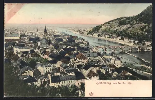 AK Heidelberg / Neckar, Ortsansicht von der Terrasse