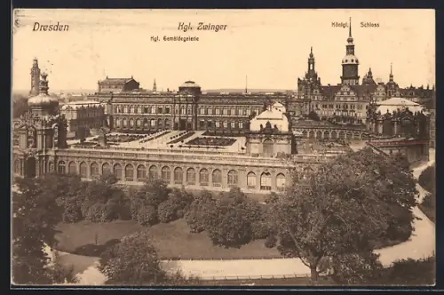 AK Dresden, Kgl. Zwinger mit Kgl. Gemäldegalerie