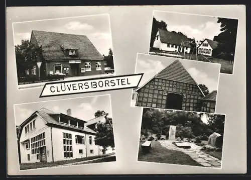AK Reessum-Clüversborstel, Gasthaus, Fachwerkhaus, Grabmal