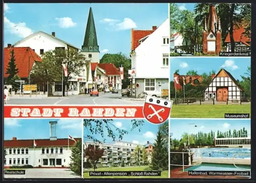 AK Rahden, Privat-Altenpension Schloss Rahden, Museumshof, Hallenbad, Warmwasser-Freibad