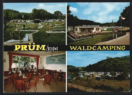 AK Prüm /Eifel, Cafe Waldcamping, Innenansicht, Minigolfplatz