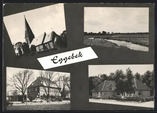 AK Eggebek, Gebäudeansicht, Kirche, Bach