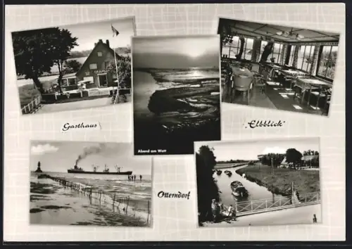 AK Otterndorf am Elbdeich, Gasthaus, Innenansicht, Abend am Watt