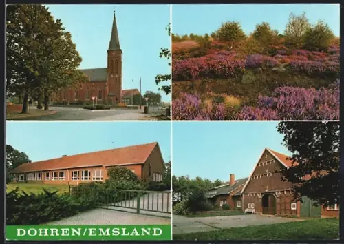 AK Dohren / Emsland, Strasse an der Kirche, Schule